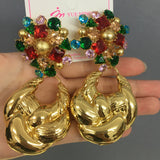 Golden Drop Hoop Earrings for Girls Small Jewelry Party