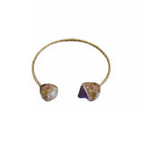 Amethyst Pearls Rhinestone Bracelet Adjustable Bangle