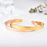 Adjustable C-shaped Stainless Steel Cuff Bracelet 18K Plating Men Women Bangles