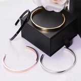 Adjustable C-shaped Stainless Steel Cuff Bracelet 18K Plating Men Women Bangles