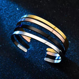 Adjustable C-shaped Stainless Steel Cuff Bracelet 18K Plating Men Women Bangles