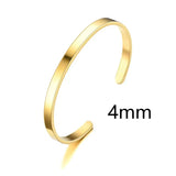 Adjustable C-shaped Stainless Steel Cuff Bracelet 18K Plating Men Women Bangles