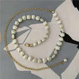Pearl Shell Chain Belt Metal Thin Slim Waist Belts Dress Skirt Wild Waistbands