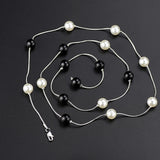 Women Pearl Stone Long Chain Pendant Necklace Jewelry Gift