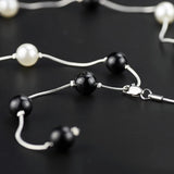 Women Pearl Stone Long Chain Pendant Necklace Jewelry Gift