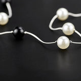 Women Pearl Stone Long Chain Pendant Necklace Jewelry Gift