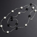Women Pearl Stone Long Chain Pendant Necklace Jewelry Gift