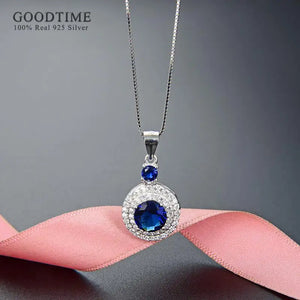 925 Sterling Silver Zircon Pendant Necklace Anniversary Gift