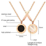 Women Stainless Steel Roman Numeral Shell Necklace