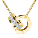 Women Stainless Steel Roman Numeral Shell Necklace