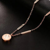 Women Stainless Steel Roman Numeral Shell Necklace