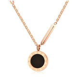 Women Stainless Steel Roman Numeral Shell Necklace