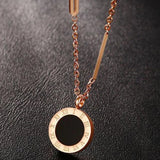 Women Stainless Steel Roman Numeral Shell Necklace