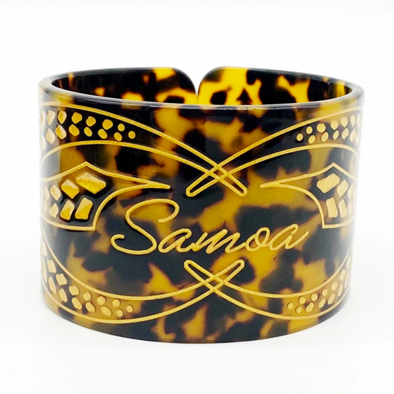 Polynesian Hawaiian Samoan Girls Bracelet Cuff Wide Acrylic Bangle