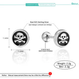 S925 Sterling Silver Punk Skull Earrings Couple Ear Studs