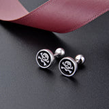 S925 Sterling Silver Punk Skull Earrings Couple Ear Studs