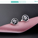 S925 Sterling Silver Punk Skull Earrings Couple Ear Studs