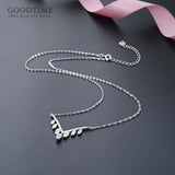 925 Sterling Silver Clavicle Necklace with Zircon Chain Pendant