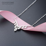 925 Sterling Silver Clavicle Necklace with Zircon Chain Pendant