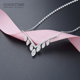925 Sterling Silver Clavicle Necklace with Zircon Chain Pendant