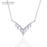 925 Sterling Silver Clavicle Necklace with Zircon Chain Pendant