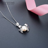 925 Sterling Silver Necklace with Freshwater Pearl Crab Shape Pendant