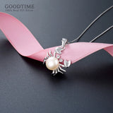 925 Sterling Silver Necklace with Freshwater Pearl Crab Shape Pendant