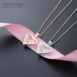 925 Silver Love Zircon Heart Rose Necklace