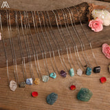 Women Quartz Crystal Adjustable Necklace with Natural Lapis Tourmaline Beads