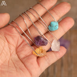 Women Quartz Crystal Adjustable Necklace with Natural Lapis Tourmaline Beads