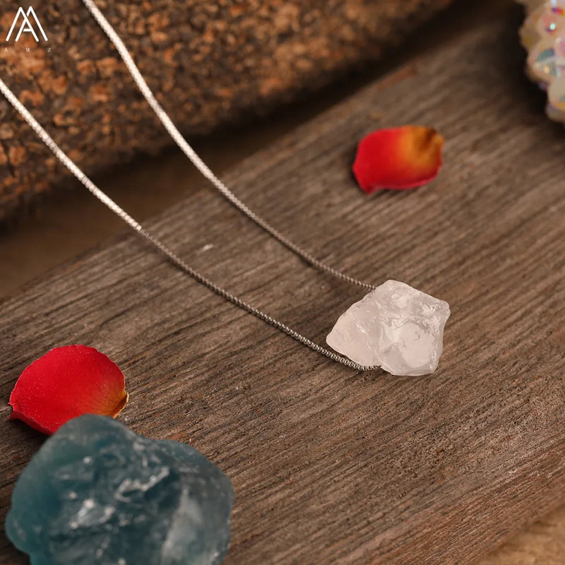 Women Quartz Crystal Adjustable Necklace with Natural Lapis Tourmaline Beads