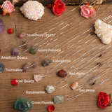 Women Quartz Crystal Adjustable Necklace with Natural Lapis Tourmaline Beads