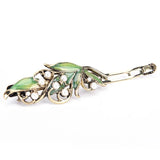 Enamel Leaf Barrettes Ancient Bronze Hairpin Girls Hair Clip Pearl Accessories
