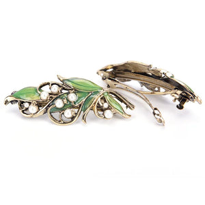 Enamel Leaf Barrettes Ancient Bronze Hairpin Girls Hair Clip Pearl Accessories
