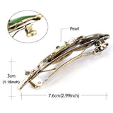Enamel Leaf Barrettes Ancient Bronze Hairpin Girls Hair Clip Pearl Accessories