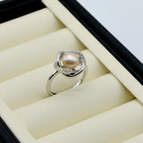 Freshwater Pearl Flower Shape Adjustable Silver Ring for Women