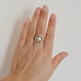 Freshwater Pearl Flower Shape Adjustable Silver Ring for Women