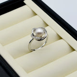 Freshwater Pearl Flower Shape Adjustable Silver Ring for Women