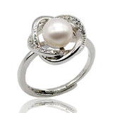 Freshwater Pearl Flower Shape Adjustable Silver Ring for Women