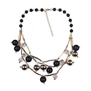 Women's Faux Pearl Multilayer Chain Bib Necklace