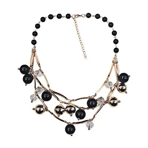 Women's Faux Pearl Multilayer Chain Bib Necklace