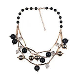 Women's Faux Pearl Multilayer Chain Bib Necklace