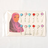 Aliver Rose Flower Chain Brooch Hijab Pins Muslim Accessories 12 Pcs