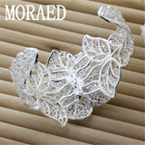 925 Sterling Silver Big Open Bangle&Bracelet for Women Wedding Jewelry