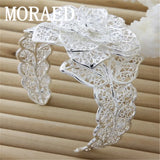 925 Sterling Silver Big Open Bangle&Bracelet for Women Wedding Jewelry