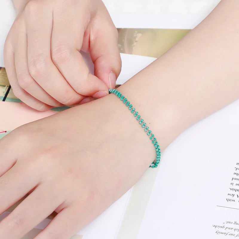 Silver Letters Stainless Steel Bracelet with Rose Bead Chain