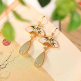 Women Silver Inlaid Hetian Jade Earrings, Classical Charm Jewelry