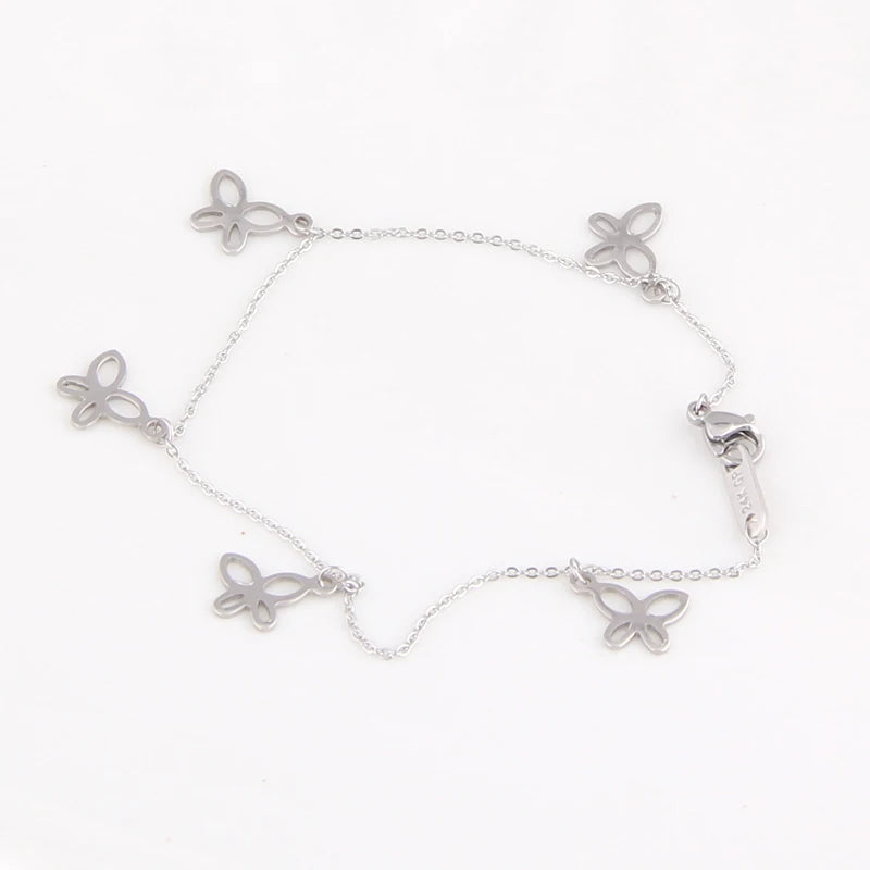 Women Silver Stainless Steel Star Butterfly Dragonfly No Fade Bracelets Bangles