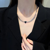 Women Heart Pendant Necklace Classic Titanium Steel Jewelry