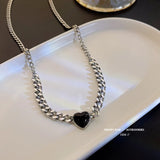 Women Heart Pendant Necklace Classic Titanium Steel Jewelry
